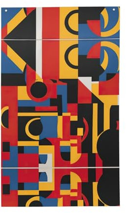 Zusammensetzung in Rot, Gelb, Blau und Schwarz, Druckflagge, 90 x 152 cm, Outdoor-Flagge, individuelle Innen- und Außendekoration, personalisierte Flagge