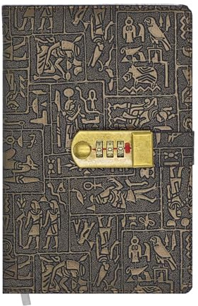 LIMEQKI Diario Personale Con Lucchetto A5, Retro Quaderno Appunti in Pelle Con Codice, Diari per Adulti Di 150 Immagini/300 Pagine per Lavoro, Affari, Insegnanti, Viaggi (22 X 15 X 2,5 cm)