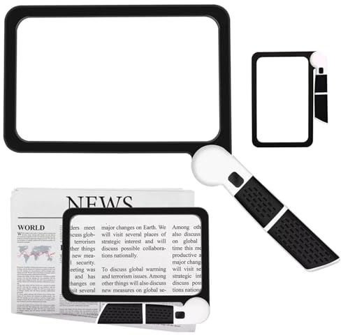 Lupenbrille mit Licht, 5X Lupe zum Lesen, Faltbare Handheld-3 Dimmmodi, leicht, für Zeitung, Kleingedruckte für Senioren, Bastelarbeiten