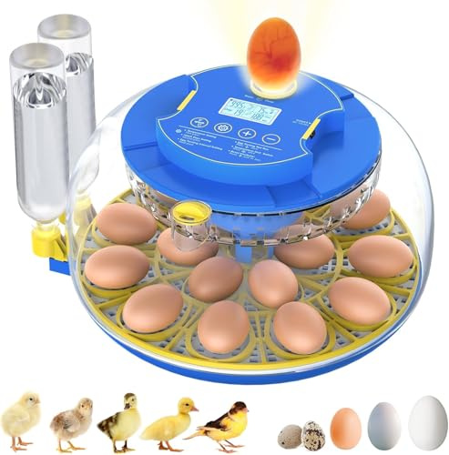 18 Egg Incubators for Hatching Eggs,Hoelg Incubator for Eggs Automatic Turning,Incubator with Built-in Egg Candle, Eggs Incubator for Hatching Chicken, Quails,Duck