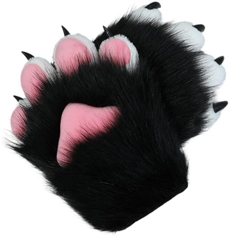 SunaOmni Halloween Therian tassar mjuka andningsbara lurviga tassar handskar söt katt räv varg tass handskar therian för halloween cosplay kostym tillbehör husdjur tass husdjur, stil 2, Style 2