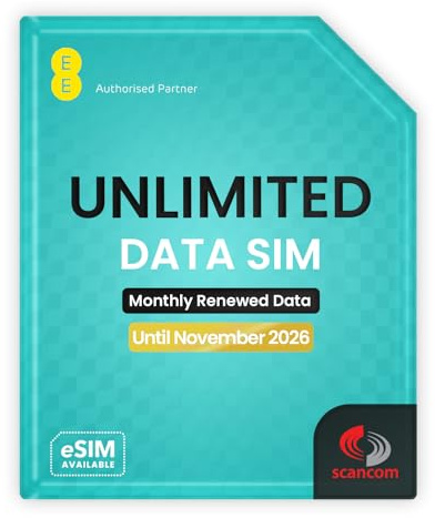 EE Unlimited Data SIM – Uncapped 5G Speeds – Preloaded until 8th November 2026 – No Contract – Plug & Play for Broadband, Routers & Phones