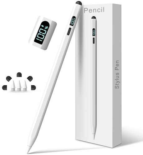 Digiroot iPad Apple Pencil 2025-2018, LED Power Display Dual-Tip Stylus Pen with 3X Fast Charge, Compatible for iPad A16 11/10/9/8/7/6, Pro 11/12.9/13''/M4, Air M3/M2/5/4/3, Mini 7/6/5