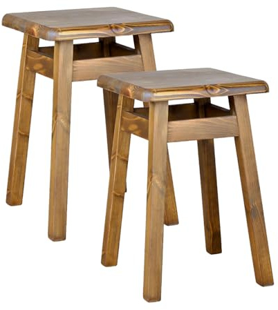 Metdrew Holzhocker | Sitzhöhe 45 cm, 29 x 29 cm | Für Küche & Essbereich | Quadratische Form | Eckiges Design | Rustikaler Look | Schlichter Hocker | 2 Stück | Farbe: Eiche rustikal