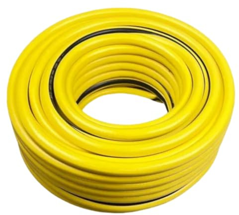 HoseFlo 30m Hose Pipe, Reinforced PVC Garden Hose, Flexible Outdoor Hosepipe for Garden, Patio & Car Cleaning, Yellow