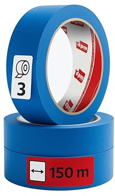 Dpm tapes - Lot de ruban de masquage de précision pour extérieur/intérieur | Résistant aux rayons UV, adhérence fiable, retrait propre, bricolage - 3 pièces - 3 x (25 mm x 50 m) - Bleu