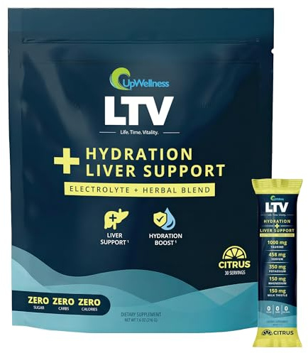 UpWellness LTV Liver Hydration Packets - Electrolytes Powder Packets for Instant Hydration and Liver Support - Physician-Formulated - Zero Added Sugar - 30 Packets - Delicious Citrus Flavor
