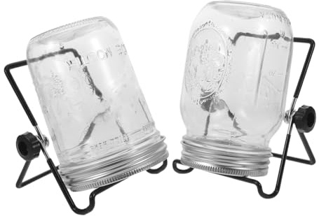 NUOBESTY 2 Set Kit Barattoli Germogliatori in Acciaio Inossidabile con Coperchi Rete per Germinazione Semi Supporto Stabile per Coltivazione Microgreens e Conservazione per Uso Domestico e