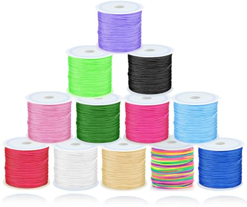 Suo Lång tråd för att göra armband, pastell, 12 rullar, nylontråd, 0,8 mm, 30 meter/färg, tunn nylonsträng för armband, sömnad, pärlor, halsband, hantverk, smyckestillverkning trådtråd