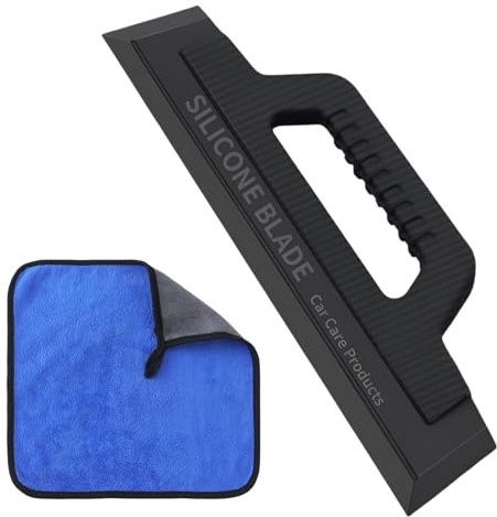 CHENYU Abzieher Auto Schwarz Silikon Abzieher Auto Blau Mit Carbon Glastuch | Handhaben Fensterabzieher Auto für Autofenster Duschräume Spiegel Scheibenabzieher Auto (30x6.5cm)
