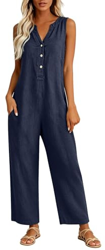 Générique Combinaison Femme Salopette Femme Parfaite pour Le Quotidien Confort Et Praticité Jambes Larges ÉTé, Combishort Femme Salopette De Travail LéGèRe Tissu Doux Coupe Ample