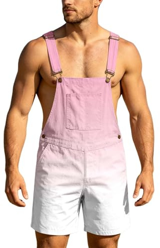 Peto para hombre, mono cargo chino, pantalones cortos de trabajo, corte holgado, ropa de calle, retro, pantalones cortos de verano, bolsillos, mono corto para hombre, P Rosa, XL