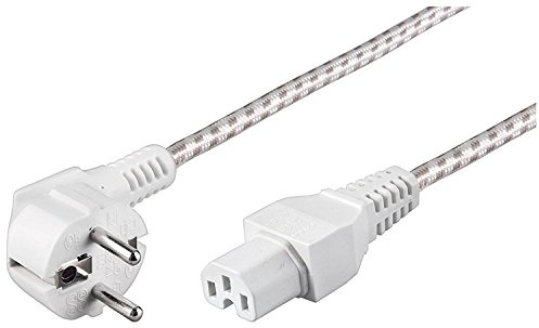 Goobay 93314 Warmgeräte Anschlusskabel 2m Kabel mit Schutzkontaktstecker Weiß / Silber