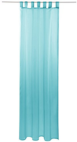 Bestlivings Gardine mit Schlaufen, Transparent Voile 140 x 245cm (Breite x Länge) in türkis - Aqua, Schlaufenschal in vielen weiteren Farben und Größen