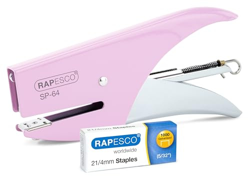 Rapesco 1377 SP-64 Häfttång med 1000 21/4 mm Häftklamrar, Kapacitet på 12 Ark, Godis Rosa