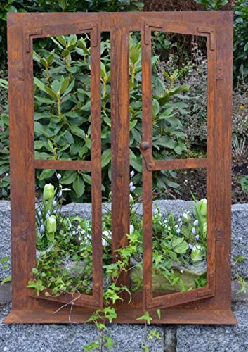 Edelrost Deko-Fenster auf Platte 80 x 60 cm zum Öffnen | zum Öffnen
