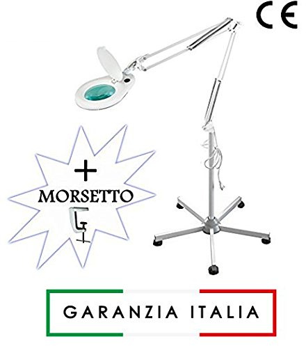 Marcucci Lente Smart 5 DIOTTRIE Lampada d'Ingrandimento con STATIVO E Morsetto, Luce Fredda Bianca per Estetista, ESTETICA, Laboratorio E LAVORI di PRECISIONE - INGRANDIMENTO