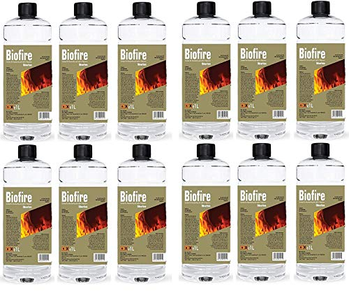 B2C - Bioethanol Fuel for Fireplaces | Clean-Burning & Eco-Friendly | Smokeless & Odourless | Indoor & Outdoor Use | 1L PET Bottles, White, 12 Litre