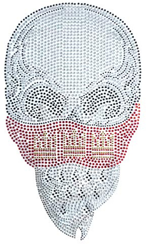Großes Bügelbild-Strass Totenkopf Cologne 30x17cm zur Veredelung, DIY