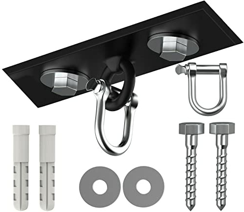 PUNCH BAG CEILING HOOK by Athletics Gear | 18-guage Heavy Duty Bracket, 8” Long, 4 Fixing Holes with D-Shackle Swivel & Fixings (8 Ceiling Hook)