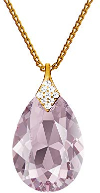 Panda-Jewellery 24 Karat vergoldete Halskette aus 925er Sterlingsilber mit Kristallen von Swarovski - Birne - Viele Farben - Anhänger mit einer Kette - Schmuck für Frauen mit einer Geschenkbox Heller