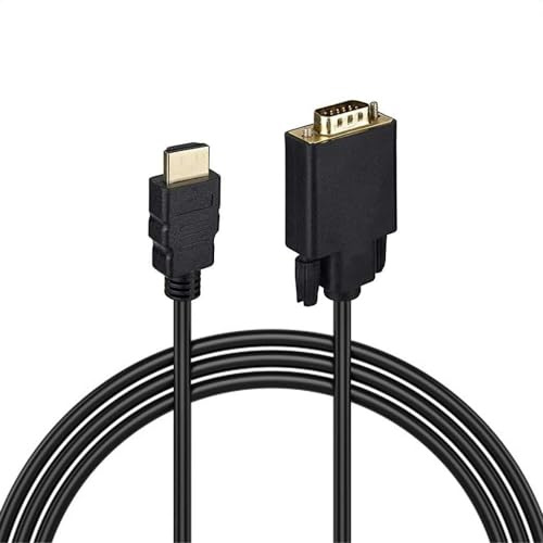 MMOBIEL Cable Negro HDMI a VGA de 1,8 Metro - Macho HDMI a Macho VGA D-Sub de 15 Pines con Conector Dorado