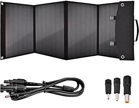 WSHA 100W Foldable Solar Panel Charger Outdoor Solar Cells Plate Power Bank with DC 12-18V USB QC 3.0 Output Ports for Car Battery Power Station Laptops