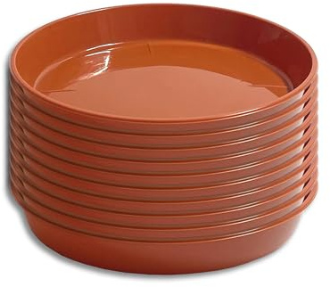 10 x Untersetzer für Blumentopf Blumenkübel Pflanztopf rund 9 verschiedene Größen in 2 verschiedenen Farben zur Auswahl (Ø 15 cm, Terracotta)