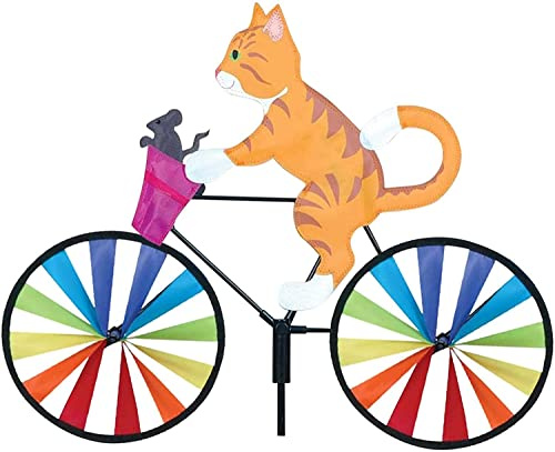 Moulin à vent en forme de vélo avec motif de dessin animé - Pour décoration extérieure - Chat jaune