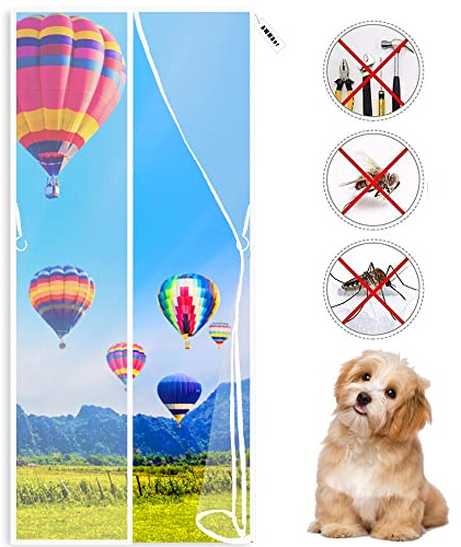 Magnet Fliegengitter Tür, 120 x 240 cm Insektenschutz Balkontür, Magnetvorhang für Balkontür Terrassentür Kellertür Schiebetür und Wohnzimmer, Kinderleichte Klebemontage Ohne Bohren Weiß