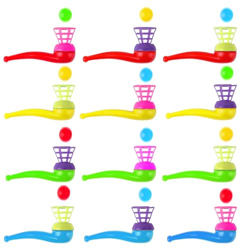 Lubibi Bolsas de Relleno de Bolas para Fiestas,12 Blow Pipe&Balls Pinata Toy Loot Party Bag Fillers Boda Niños,Juego de Tubos soplado de Bolas,Juego de Fiesta de cumpleaños de la Escuela recompensas