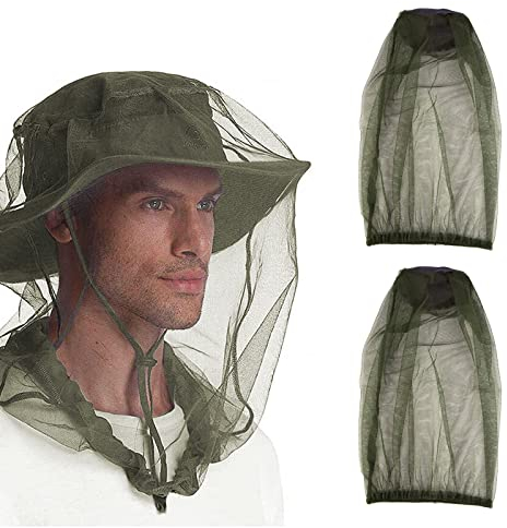 Hut Mit Moskitonetz,2PC Moskitonetz Hut,Moskito Kopfnetz,Fliegennetz FüR Gesicht,MüCkenhut Kopfnetz,Anti-MüCke Biene Bug Insekt,Imker Schutzhut,Fly Maske Kappe,Mesh Gesichtsschutz