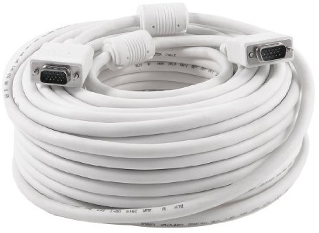 Ruilogod Cavo adattatore di estensione VGA HD maschio a maschio m/m 30 metri lunghezza bianco per monitor