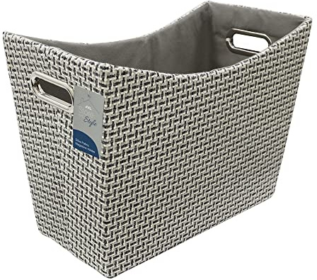 JVL Silva Fabric Magazine Holder with Inset Handles, Grey