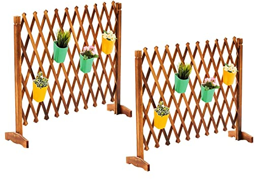 2 Pack Erweiterbarer Gartenzaun – Hölzernes Haustiertor, Zaun-Sichtschutz, Einziehbares Zauntor, Freistehender Pflanzenschutz, Für Gartenterrasse, Dekoratives Geländer (Size : 130 * 90cm)