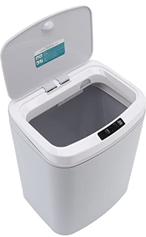 Poubelle automatique Capteur intelligent Corbeille à déchets 16L Bouton d'induction infrarouge Commande manuelle Muet Ménage Capteur de mouvement Poubelle étanche avec veilleuse pour chambre RV(Gris)