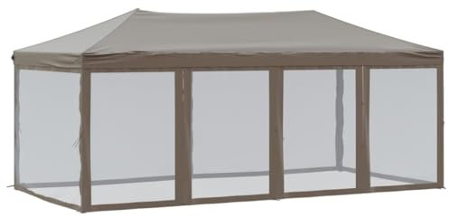vidaXL Tente de Réception Pliable avec Parois Belvédère de Camping Pavillon d'Extérieur Tonnelle de Jardin Chapiteau Patio Taupe 3x6 m