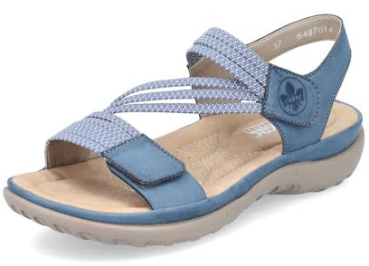 Rieker Damen Klassische Sandalen 64870, Frauen Sandalen,Sommerschuhe,Freizeitschuhe,offene Schuhe,Strandschuhe,blau (14),41 EU / 7.5 UK
