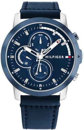 Tommy Hilfiger Reloj Analógico de Cuarzo multifunción para hombre con Correa en piel Azul - 1792051