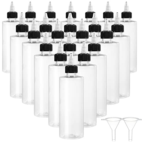 Yephets 22Pack 8oz Plastic Squeezing Bottles, Clear Oil Dispenser Dropper Bottle Applicator with Twist Top Cap and Leak-Proof Inner Gasket for Crafts, Art, Glue, Paint and More (8 OZ)