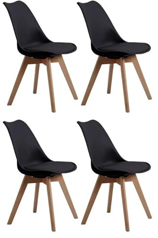 Miroytengo Bistro Pack 4 Sillas Comedor Negra 84x54x48 cm