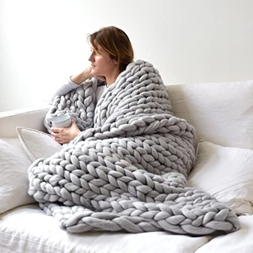 LIJBN Bettüberwurf, Grobstrick Decke, Garnfüllung, Handgewebt, Knotendecke für Bett, Sofa, Stuhl, Grobe Garndecke für Heimdekoration, 120x180cm, H, Winter, Erwachsener