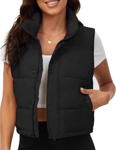 Fengbay Womens Puffer Gilets Sleeveless Stand Collar Quilted Padded Vest