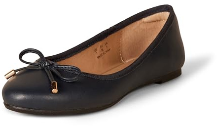 Amazon Essentials Women's Billie Ballet Flats, Navy, 9