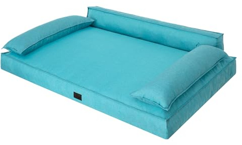 DOGGY Hundebett, Hundematratze, Hundecouch, für kleine und große Hunde, Hundekissen, Hundekorb, Haustier, Schlafplatz, Hundemöbel, Blau, XXL: 120x77 cm
