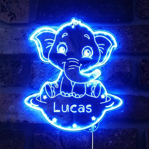 ADVPRO Name, personalisierbares Elefanten-Schild, dynamisch, glamourös, LED-Schild, Cut-to-Edge-Form, intelligente 3D-Wanddekoration, mehrfarbige dynamische Beleuchtung, st06s66-fnd-p0013-tm
