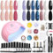 modelones Juego de esmaltes de uñas UV, 12 colores, brillante, rosa, blanco y negro, lámpara UV para uñas de gel de 48 W, esmalte de uñas, base de gel de uñas, set de manicura
