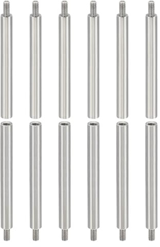 PATIKIL 12 Stück M3 Abstandshalter, M3 45+6mm Distanzhülsen Edelstahl Gewindeabstandshalter Schrauben-Set 3mm ID 5mm OD Metrische männliche weibliche Gewindeadapter für Leiterplatte