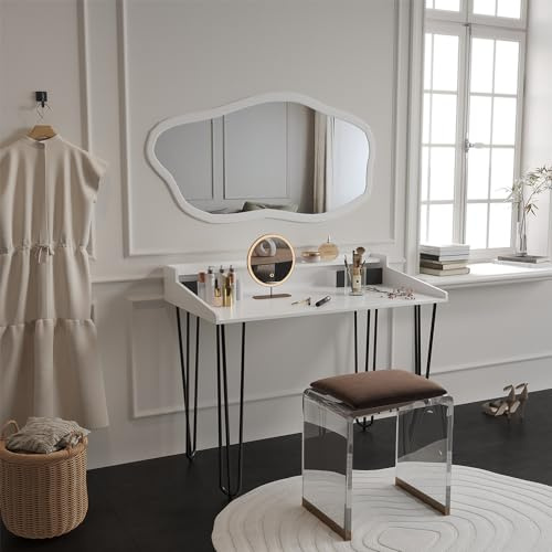 Vicco Schminktisch Weiß Sannar 110x89.5x60 cm - Frisiertisch, Aufgeräumtes Setup in Minuten – verständliche Montage & direkt nutzbar