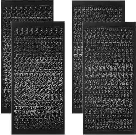 ZAMXHUG Sticker Buchstaben Zahlen Schwarz - 4 Blätter Aufkleber Kleinbuchstaben zum Beschriften Schwarz Dekosticker für Kerzen Taufe Kommunion Konfirmation Hochzeit Geschenk Verpackung Umschlag